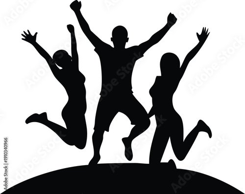 jumping people silhouettes