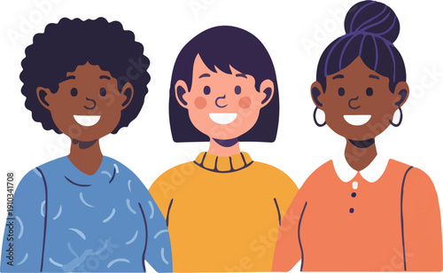 Diverse Happy Women Vector Illustration