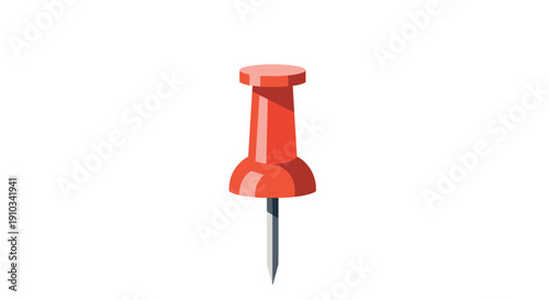 Bright red pushpin or thumbtack, viewed from a slightly elevated angle, ready to secure documents to a board.