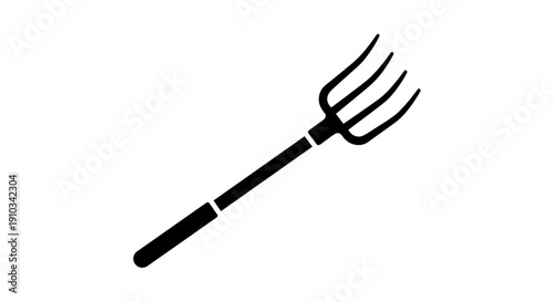 Garden Fork Silhouette Vector Illustration.