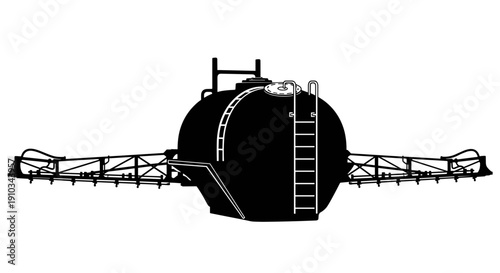 Industrial Storage Tank with Ladder and Platform.