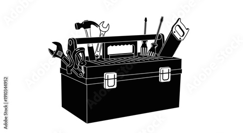 Toolbox with Various Hand Tools Inside.