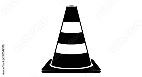 Traffic Cone Safety Device Warning Sign.