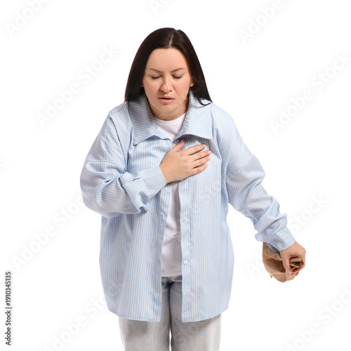 Young woman having heart at...