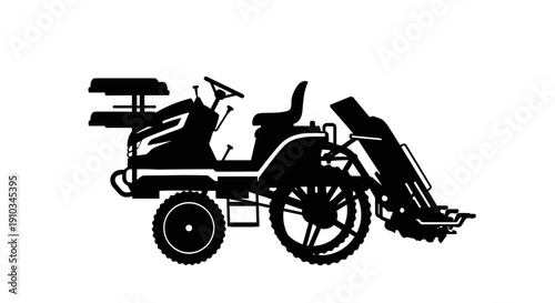 Vintage Tractor Silhouette Illustration.