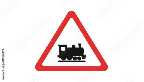 Fotografie Level Crossing Without Gate Or Barrier Ahead.