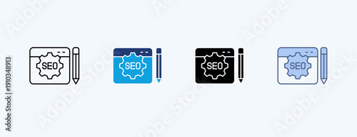 Seo Writing Multiple Icon Illustration Vector