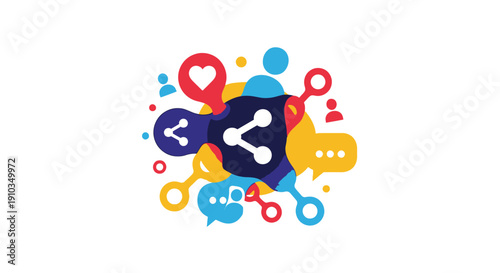 Colorful abstract illustration depicting social media connection and communication