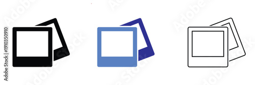 Set of Image Gallery Icon Variations. Collection of simple image placeholder icons in different styles, including filled, colored, and outlined versions, isolated on neutral background.
