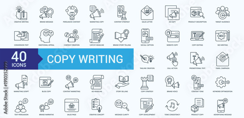 Copy Writing Icon Pack Illustration Vector Outline Style