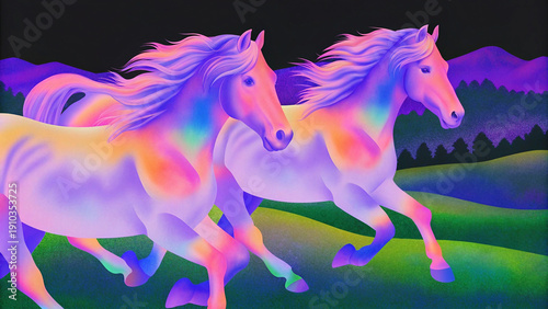 group-of-horses-running, gossamer style