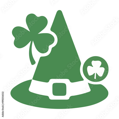 Green Leprechaun Hat With Shamrock