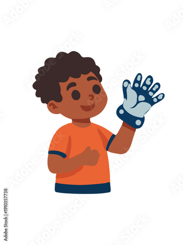 young inventor boy creating ai powered robotic arm prototype