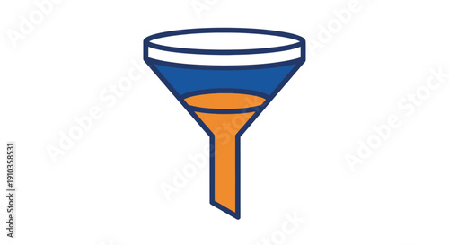 This modern marketing funnel illustration represents lead generation, customer conversion, and digital sales strategy concepts. The visual shows a structured funnel guiding potential customers through