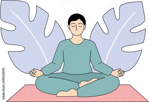 Embrace profound inner peace and ultimate relaxation with a serene individual meditating mindfully, promoting mental clarity and holistic well-being