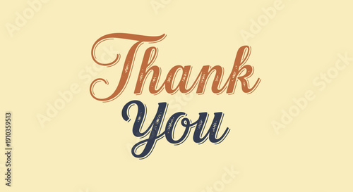 Elegant vintage typography spells out a warm 'Thank You' message, perfect for expressing appreciation, gratitude, and heartfelt thanks in a timeless design