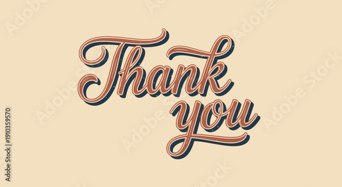 Elegant handwritten 'Thank You' message in a classic vintage typography style, perfect for expressing appreciation and gratitude with a nostalgic touch