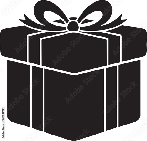 Gift box with detailed ribbon and bow, presented in a slight perspective