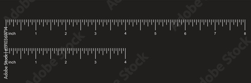 Markup for rulers in different scales isolated on white background. Measuring scale set. Ruler for comparing sizes of object