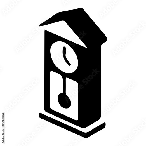 Grandfather Clock Silhouette Vector Icon