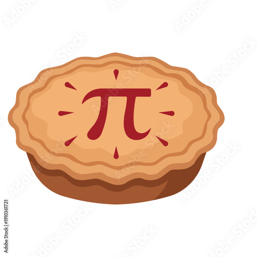 Pi Day Baked Pie Illustration