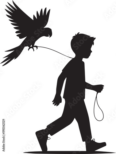 Surreal man with bird wings soaring through a vibrant, abstract sky, concept of freedom and imagination