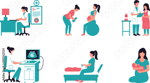 Comprehensive prenatal care and maternity healthcare services, including medical consultation, exercise, ultrasound imaging