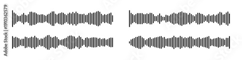 Audio soundwave podcast icon with waveform frequency pattern and music equalizer lines. Vector sound wave voice signal for radio recording, microphone speech and digital multimedia player interface.