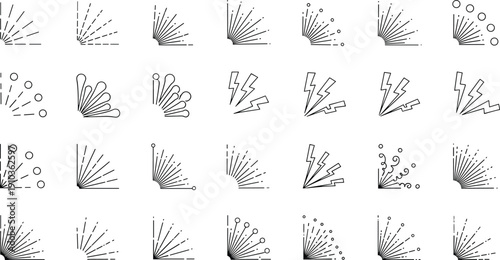 Set of decorative corner elements isolated on white background vintage style design with various abstract shapes and lines for creating unique frames and borders