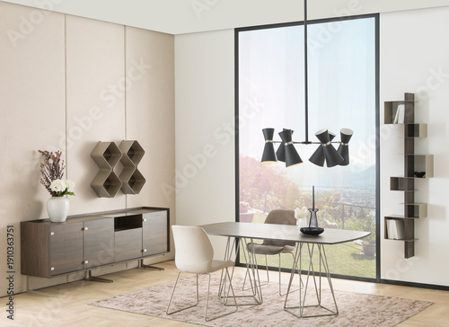 dining room and interior design designed for home office hotel