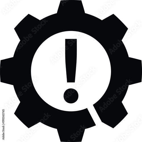 System error warning icon with a broken gear and exclamation mark.