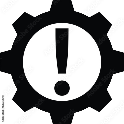 System error warning icon with gear and exclamation mark.