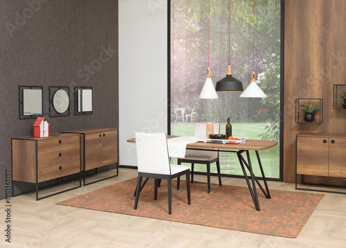 dining room and interior design designed for home office hotel