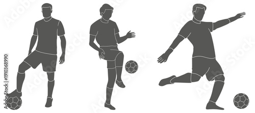 Soccer and football player silhouettes in action poses