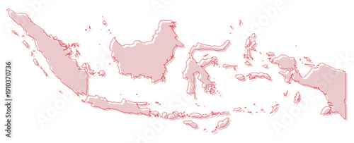 Soft Red Simple with Outline Indonesia Map Asian Country