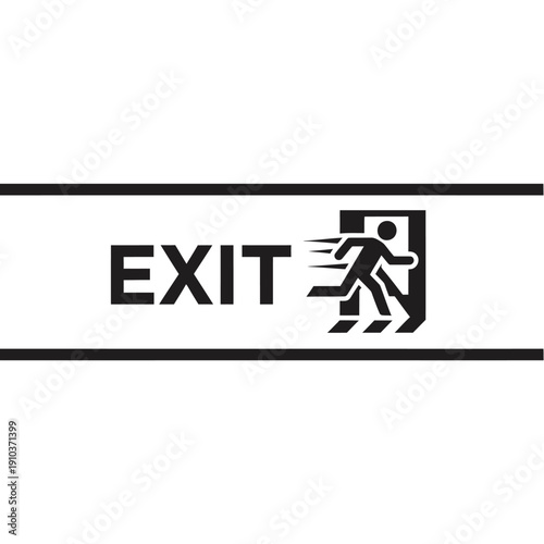 Emergency Exit Sign with Running Figure and Speed Lines