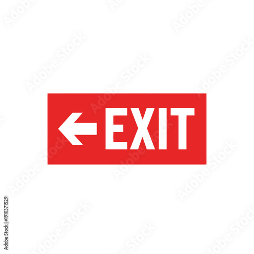 Red Exit Sign with Left Arrow - Safety and Wayfinding Icon