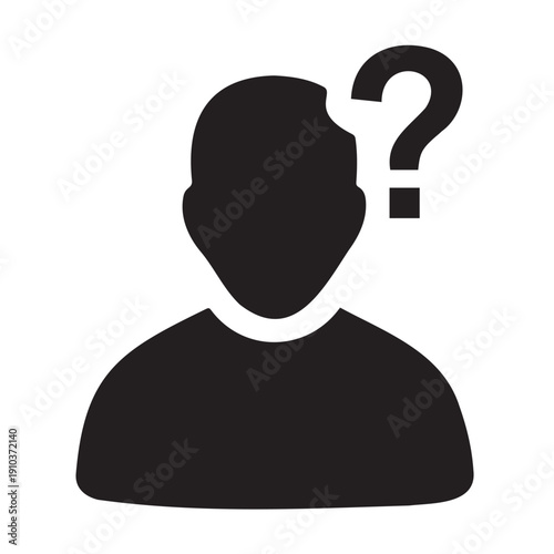 Silhouette of a person with a question mark on head, uncertainty, doubt, thinking concept