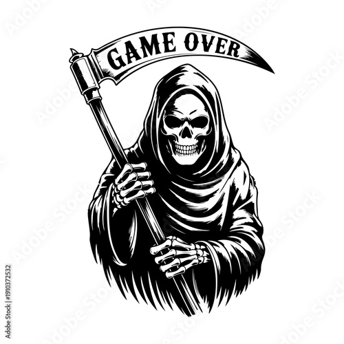 Flaming Skull Red Fire Horror Gothic Vector Illustration on Black