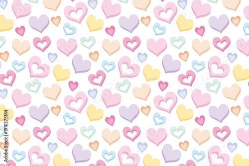 Wallpaper Mural Charming seamless pattern featuring an array of soft pastel hearts, perfect for romantic themes, celebrations, and adorable backgrounds Torontodigital.ca