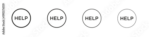 Help icon, thin line symbols. eps 10 vector