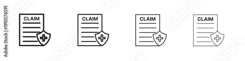 Insurance Claim icon, thin line symbols. eps 10 vector