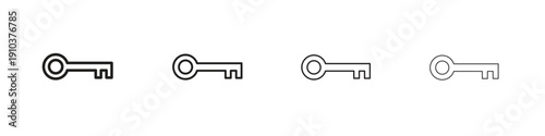key icon, thin line symbols. eps 10 vector