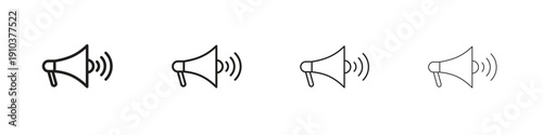 Megaphone icon, thin line symbols. eps 10 vector