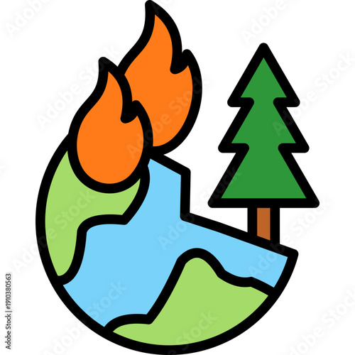 Habitat Destruction lineal color icon