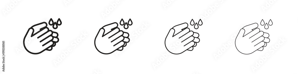 Obraz premium Handwashing icon, thin line symbols. eps 10 vector