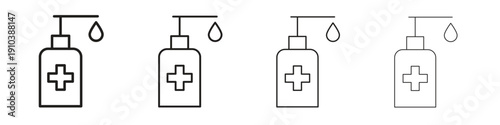 Hand sanitizer icon, thin line symbols. eps 10 vector