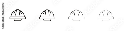 Hard hat icon, thin line symbols. eps 10 vector