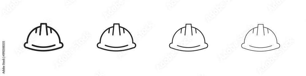 Fototapeta premium Helmet icon, thin line symbols. eps 10 vector
