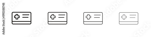 Insurance card icon, thin line symbols. eps 10 vector